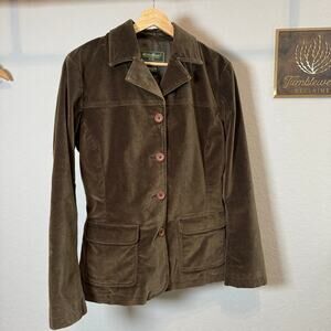 Women's Eddie Bauer Chocolate Brown Velvet Blazer Jacket Size Medium
